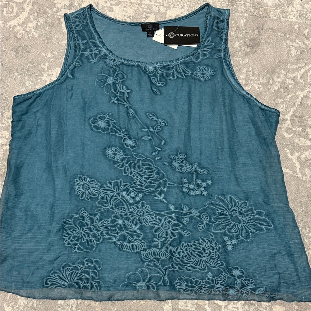 Blue Embroidered Women's Top